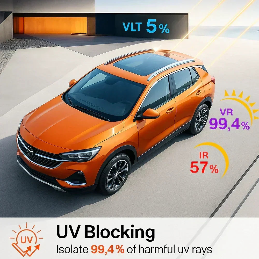 Universal Reduce Infrared Heat & Block UV by 99% Removable Window Tint Film for Cars - DIY Cut for Multiple Shapes 1