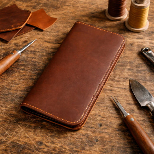 Unisex Cowhide Checkbook Wallet